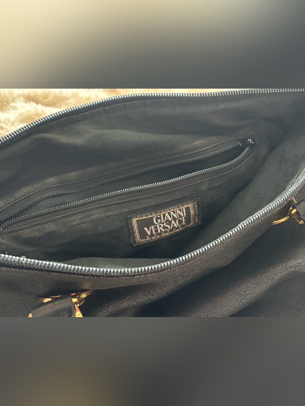Gianni Versace VTG Black Leather Shoulder Bag w/Medusa Accents, *READ BELOW!* - Picture 11 of 14